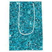 Turquoise Aqua Glitzy Sparkle Glitter Medium Cadeauzakje (Achterkant)