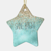 Turquoise Aqua Gold Glam Glitter Sparkle Keramisch Ornament (Links)