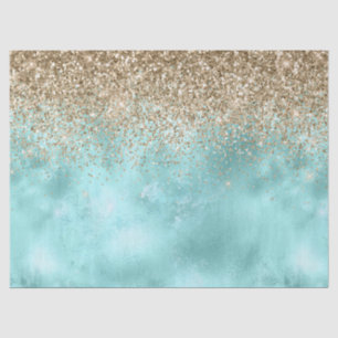 Turquoise Aqua Gold Glam Glitter Sparkle     Tissuepapier