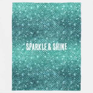 Turquoise Aqua Green Sparkle Fleece Deken