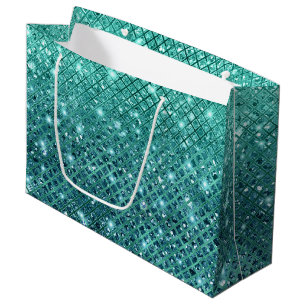 Turquoise Aqua Green Sparkle Groot Cadeauzakje