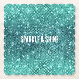 Turquoise Aqua Green Sparkle Kartonnen Onderzetters