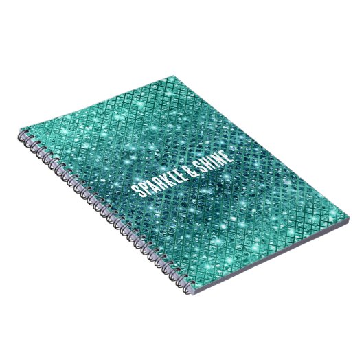 Turquoise Aqua Green Sparkle Notitieboek (Rechterzijde)
