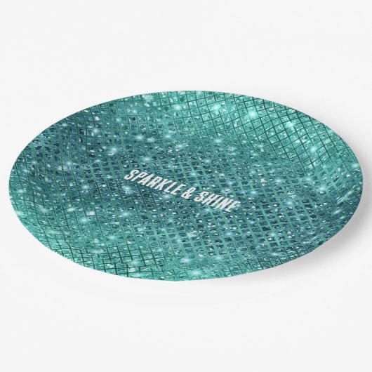 Turquoise Aqua Green Sparkle Papieren Bordje (Gekanteld)