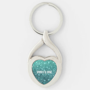 Turquoise Aqua Green Sparkle Sleutelhanger