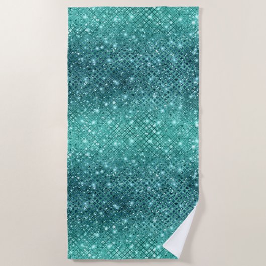 Turquoise Aqua Green Sparkle Strandlaken (Voorkant)