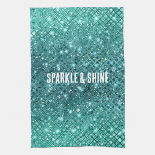 Turquoise Aqua Green Sparkle Theedoek