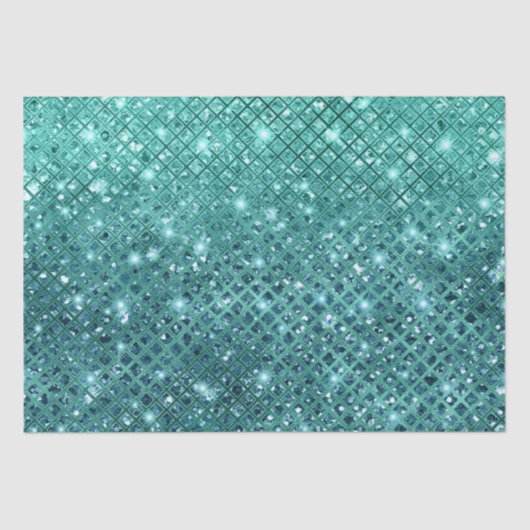 Turquoise Aqua Green Sparkle Tissuepapier (Voorkant)