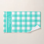 Turquoise Aqua Moderne Vérifications de Buffalo No (Serviette à main)