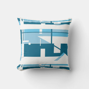 Turquoise Aqua op witte horizontale zuidwestelijke Kussen