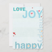 Turquoise Aqua Red Heart Modern Typography Wedding Kaart (Achterkant)