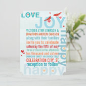 Turquoise Aqua Red Moderne Typografie Love Bird Kaart (Staand voorkant)