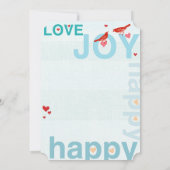 Turquoise Aqua Red Moderne Typografie Love Bird Kaart (Achterkant)
