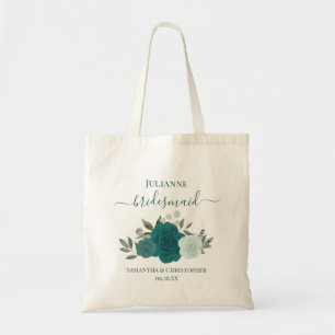 Turquoise & Aqua Rozen Elegant Bruidsmeisje Huweli Tote Bag