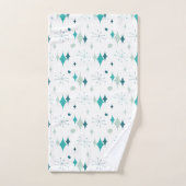 Turquoise, Aqua Starburst Mid Century Motif modern (Serviette à main)