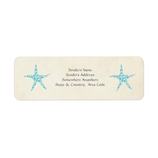 Turquoise Aqua Starfish Kleine Adresetiketten Etiket (Voorkant)