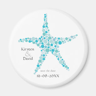 Turquoise Aqua Starfish Save the Date Favor Magnet Magneet