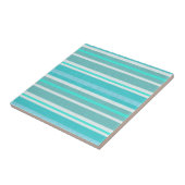 Turquoise Aqua Stripe Pattern Tegeltje (Zijkant)