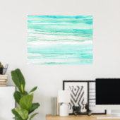 Turquoise Aqua Waves Poster (Thuiskantoor)