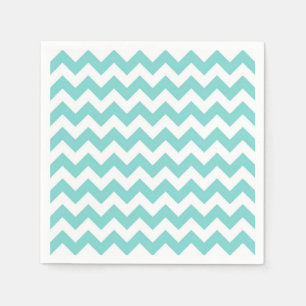Turquoise Aqua White Chevron Zig-Zag Pattern Servetten