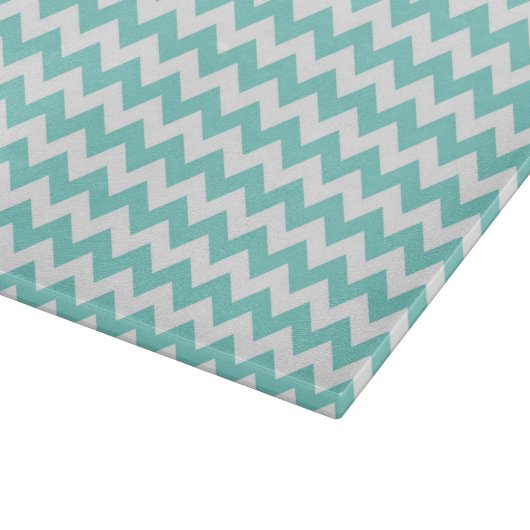 Turquoise Aqua White Chevron Zig Zag Pattern Snijplank (Hoek)