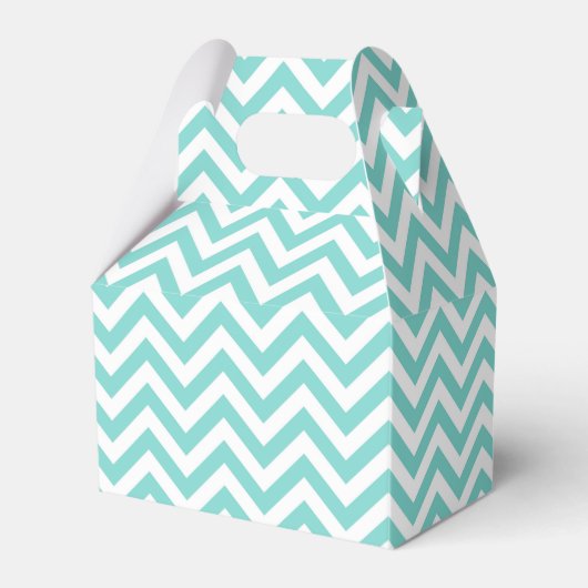 Turquoise Aqua White Large Chevron ZigZag Pattern Bedankdoosjes (Voorkant Zijde)