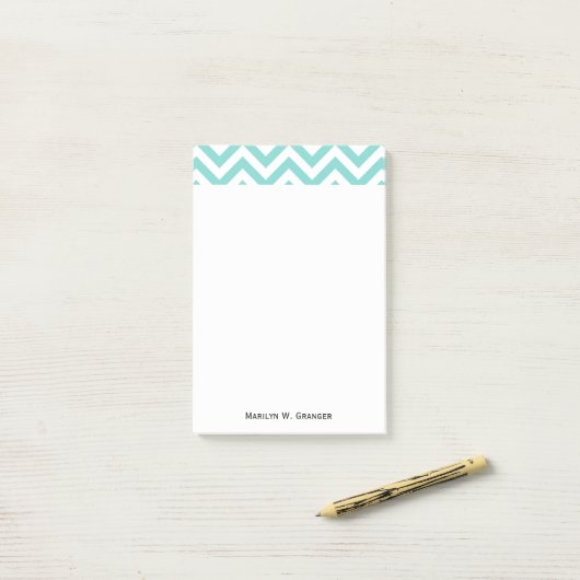Turquoise Aqua White Large Chevron ZigZag Pattern Post-it® Notes (Op bureau)