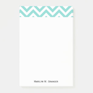 Turquoise Aqua White Large Chevron ZigZag Pattern Post-it® Notes