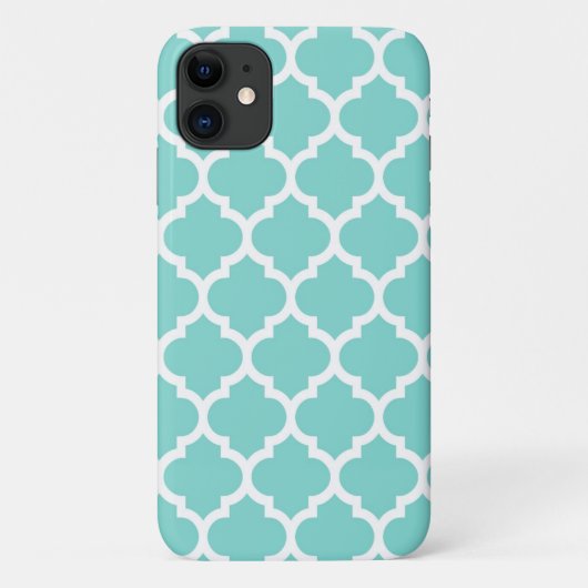 Turquoise Aqua Wht Moroccan Quatrefoil Pattern #5 Case-Mate iPhone Case (Achterkant)