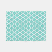 Turquoise Aqua Wht Moroccan Quatrefoil Pattern #5 Fleece Deken (Voorkant (Horizontaal))