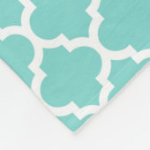 Turquoise Aqua Wht Moroccan Quatrefoil Pattern #5 Fleece Deken (Hoek)