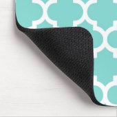 Turquoise Aqua Wht Moroccan Quatrefoil Pattern #5 Muismat (Hoek)