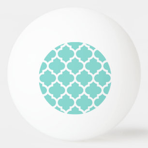Turquoise Aqua Wht Moroccan Quatrefoil Pattern #5 Pingpongballen