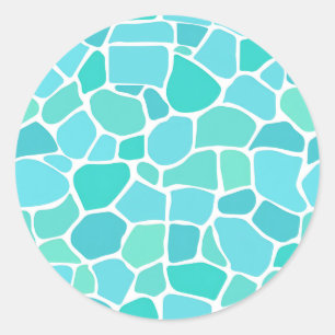 Turquoise Aqua Zee Glas Mozaïek Patroon Ronde Sticker