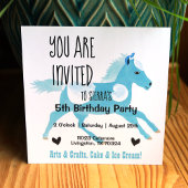 Turquoise, Aquamarine Pony Invitation Anniversaire