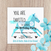 Turquoise, Aquamarine Pony Invitation Anniversaire