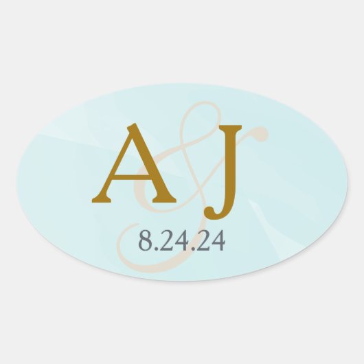 Turquoise Aquarel Monogram Label (Voorkant)