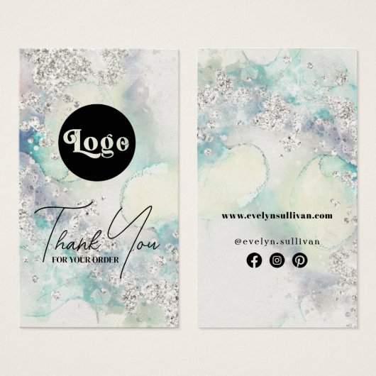 Turquoise aquarelle argent parties scintillant paq (Devant & derrière)