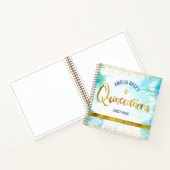 Turquoise Aquarelle Or Quinceañera Livre d'or (Intérieur)