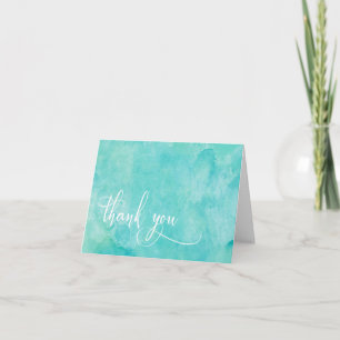 Turquoise Aquarelle Typographie Élégante Merci