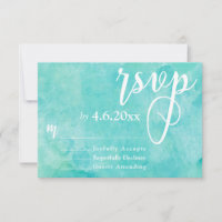 Turquoise Aquarelle Typographie Élégante RSVP