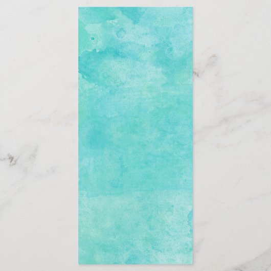 Turquoise Aquarelle Typographie Mariage Menu 2 (Dos)