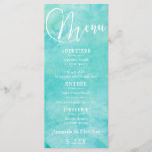 Turquoise Aquarelle Typographie Mariage Menu 2 (Devant)