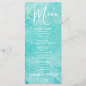 Turquoise Aquarelle Typographie Menu Mariage (Devant)