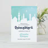Turquoise Arabian Nights Waterverf Quinceañera Kaart (Staand voorkant)