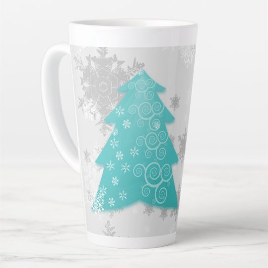 Turquoise arbre de Noël Latte Mug (Angle gauche)