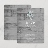 Turquoise arbre des coeurs carte RSVP de mariage (Devant / Derrière)