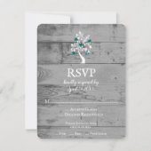 Turquoise arbre des coeurs carte RSVP de mariage (Devant)