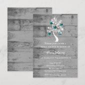 Turquoise Arbre des Coeurs Invitation Fête des mar (Devant / Derrière)