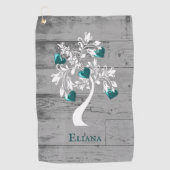 Turquoise Arbre des Coeurs Serviette de golf perso (Devant)
